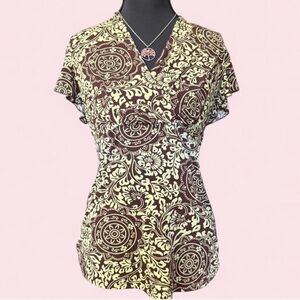 Y2K JKLA California Brown & Chartreuse Swirl Top Women’s Medium